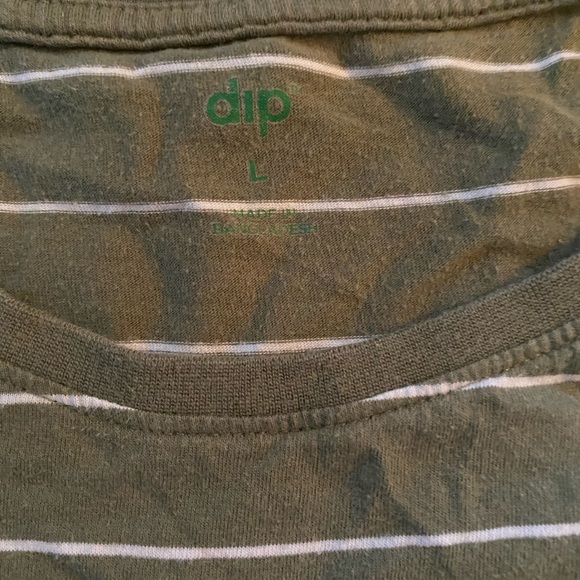 striped dark green and white crop top t- shirt | size medium - Picture 3 of 3